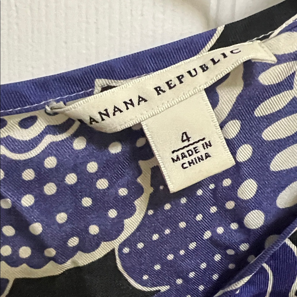 Silk Banana Republic Purple and White Patterned Dress - Picture 4 of 7
